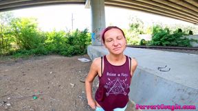 I sucked his big dick next to a railroad track while the train passes next to us