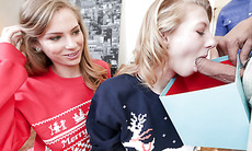 Naughty teens got a surprise dick in a box