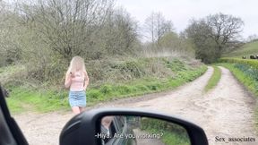 Desperate Brit blonde takes dogging cash for random rides