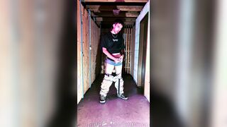 Man Jack Off and Pee in his Dungeon space