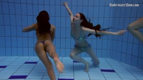 Three Girls With Matrosova In Swimming Pools
