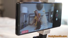 Behind the camera backstage a look how we film our pantyhose girls