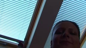 Blonde beauty Holly rides her new sex toy