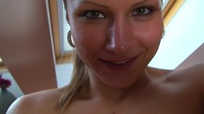Blonde beauty Holly rides her new sex toy