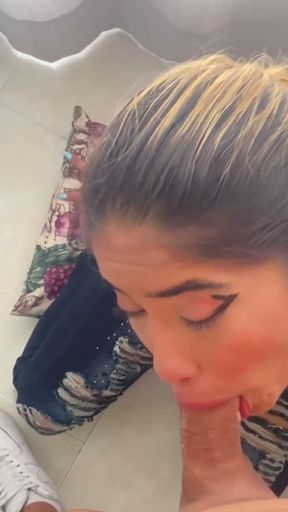 Scarlett Kent deepthroat big dick in tight bluejeans and high heels POV   Clip 1