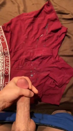 Cum on my red CK boxers (slow)