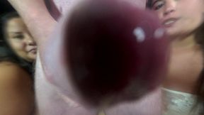 interracial sluts humiliating their sissy boy ex boyfriend while sucking & jerking off another cock
