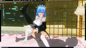 3D Hentai Re Zero Rem Pounces on a Big Dick