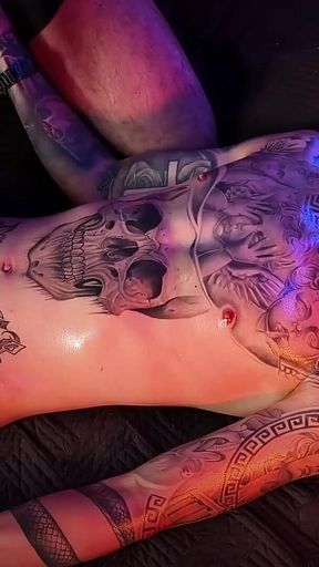 Camilo Brown Giving an Intense Oil Handjob to Hot Tattooed Twink Inked Mike