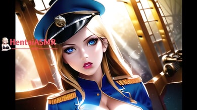 Blonde space commander with large breasts invites you aboard her fantasy vessel