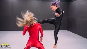 SFD805 Marzia vs Sabrina – Glossy catsuits frame