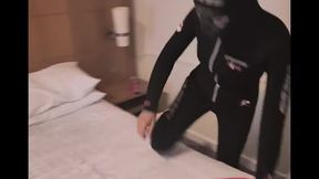 2 latex catsuits scuba suit bath tease
