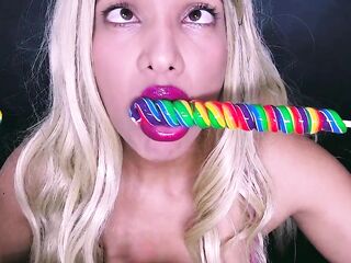 Asmr- indecent sucking on a lollipop, mix candy (Rainbow, Dubble Bubble, Jolly Rancher, Cherry Canes) S