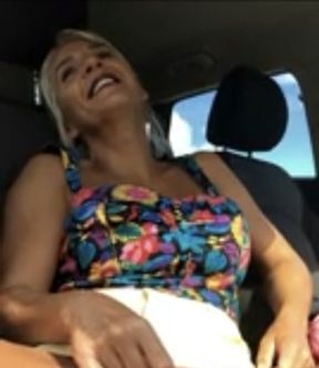 Public masturbation with vibrator in the car