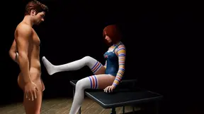 Long Socks Footjob with Gender Bender Chucky