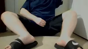 Asian Stud Strips and Cums on Chest in Hot SoloGay Session