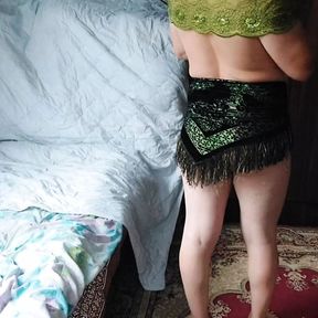 Stepsister trying slut dresses in her private room