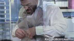 Angry customer Ricky Larkin licks icing off Draven Navarros round ass