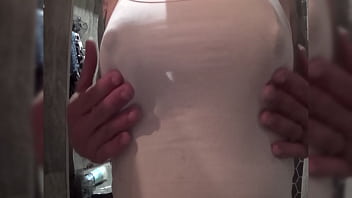 Femboy with puffy nipples bounce on dildo