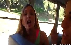 Teenage lesbian girls making out in the college bus