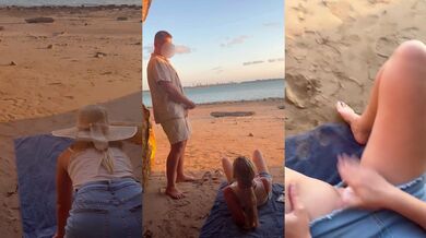 A STRANGER CAUGHT ME Masturbating at the PUBLIC NUDIST beach, I sucked his Big Cock while I got off, My Husband Filmed!