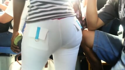 Ebony big ass in bus seduction to man voyeur spy