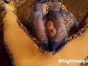 Blue Stocking Heeljob - Footjob