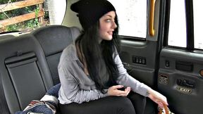 Double Take for Hot Brunette in Cab