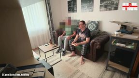 Straight Handyman Gets His Frist Gay Blowjob While Gaming Real Cumshot