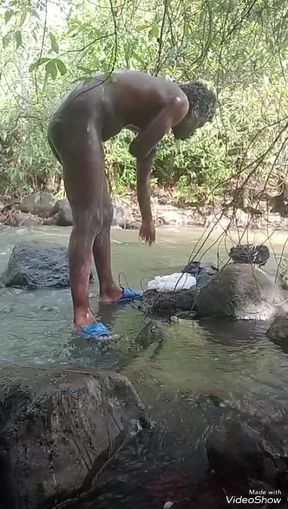 Soapy Masturbation Big Black Dick Cumming Outside Part 1