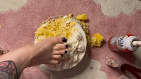 I’m mean because you deserve it. Feet in cake because you’re a freak.