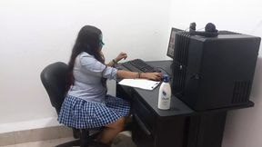 18 year old indian student does her homework in a sexy way