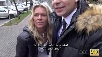 Cuckolded hubby watches blonde milf get doggystyle fucked to settle debt