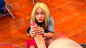 Futanari Teacher Pleasures Busty Blonde Student with Thick Cock