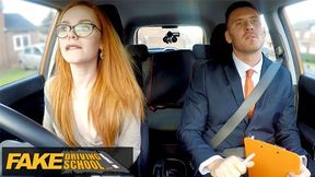 Pretty REDHEAD Ella receives a creampie at fake school