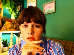 Cute curly brunette solo webcam masturbation