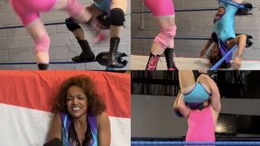 masked man dominates female with crotch busting