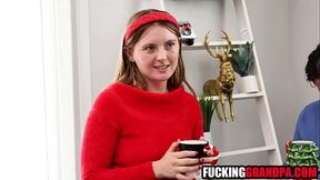 Teen step grandaughter banged by santa step grandpa | Fucked up family