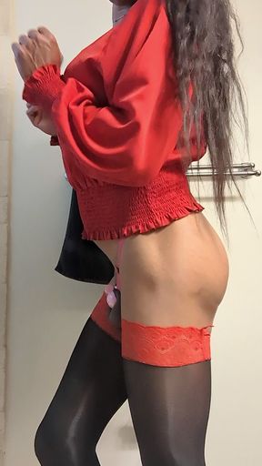 Sissy Faggot Princess Saphora has sudden sissygasm while modeling.