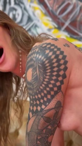 Captivating moment from "Hot Trans Lesbians Fuck in Doggy on the Couch"