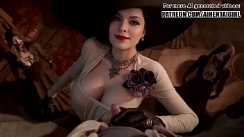 Tall, powerful Lady Dimitrescu jerks off lucky guy in anime 3D hentai