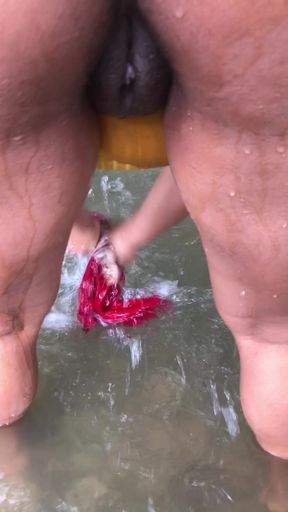 Pervert records me and touches me while I wash my clothes in the river