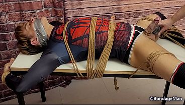 Bruno bound and tapegagged, completely under control while edging | Behind the Scenes