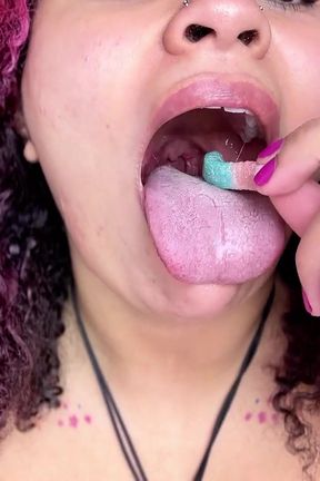 Asmr Close-up Mouth Eating Gummy Worms and Talking About Swallowing You