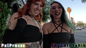 Goth Goddesses pxlprncss & ShyMod Share a Cock and Celebrate with a Cumming Stroll