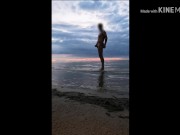 Jerk off on public nudist  beach. Railway station Riga Jurmala. Exhibit