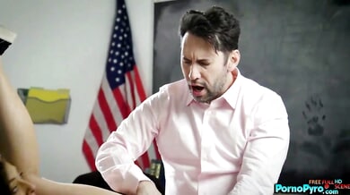 Gia Derza's hairy pussy gets fingered by Tommy Pistol in a hot school fantasy