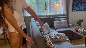 MILF Gets It From Behind in the Sofa and Hubby Finish in Her Mouth