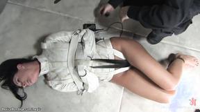 ”Brunette STEPMOM bound in steel device”