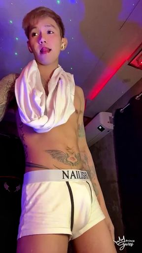 Asian Inked Boy Teasing and Jerking off